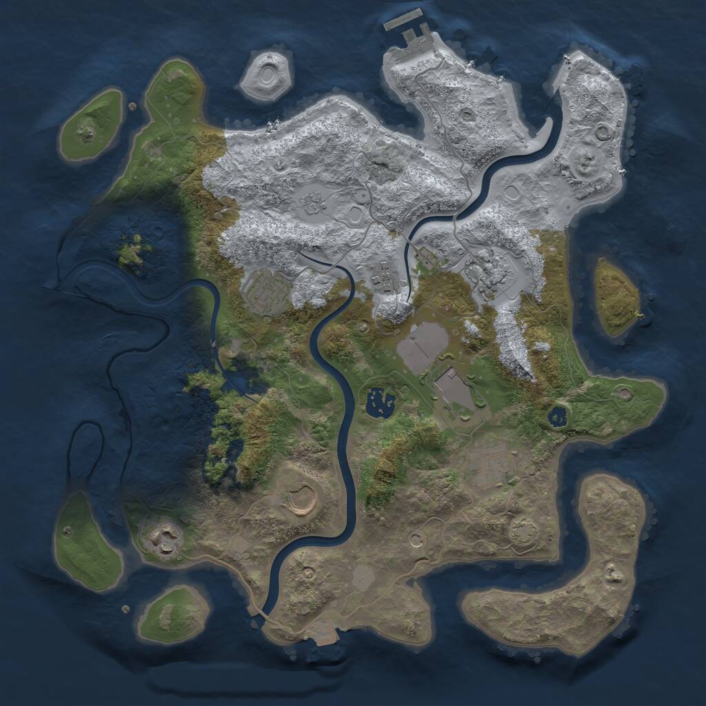 Rust Map: Procedural Map, Size: 3500, Seed: 1753048545, 13 Monuments