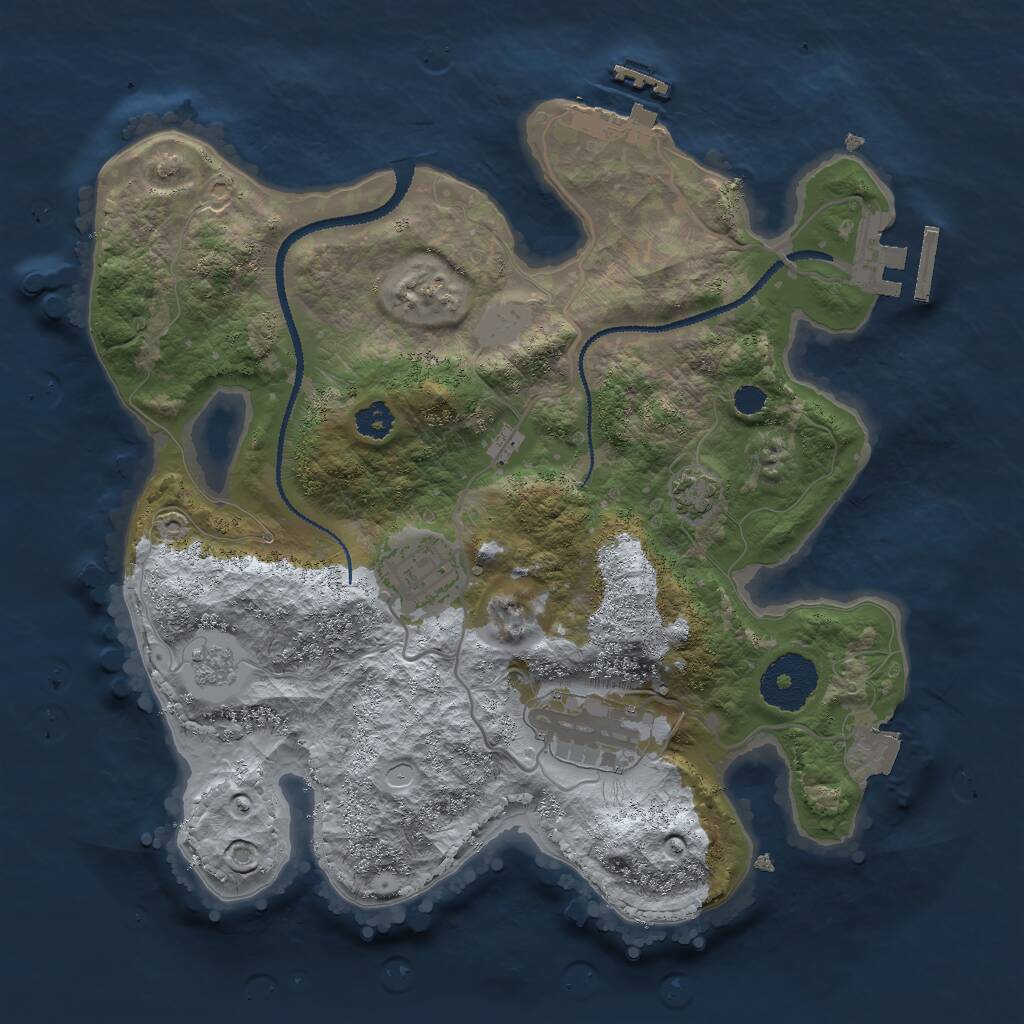 Rust Map: Procedural Map, Size: 2750, Seed: 1703300582, 7 Monuments