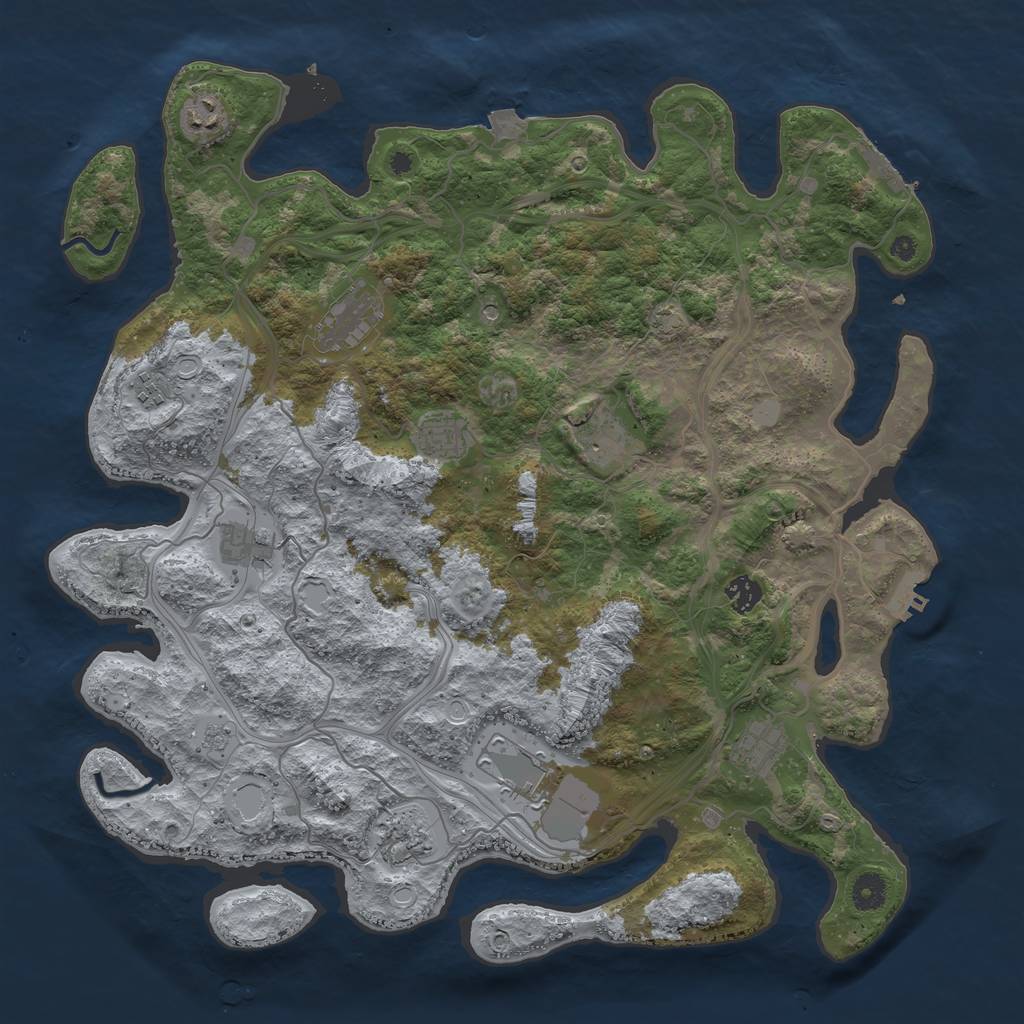 Rust Map: Procedural Map, Size: 4250, Seed: 1838917549, 18 Monuments