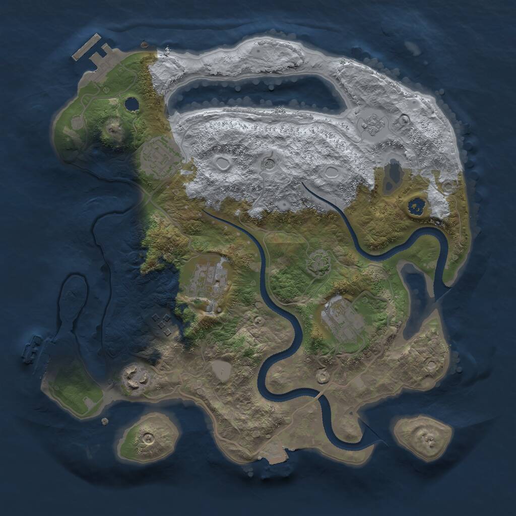 Rust Map: Procedural Map, Size: 3000, Seed: 1753048545, 11 Monuments