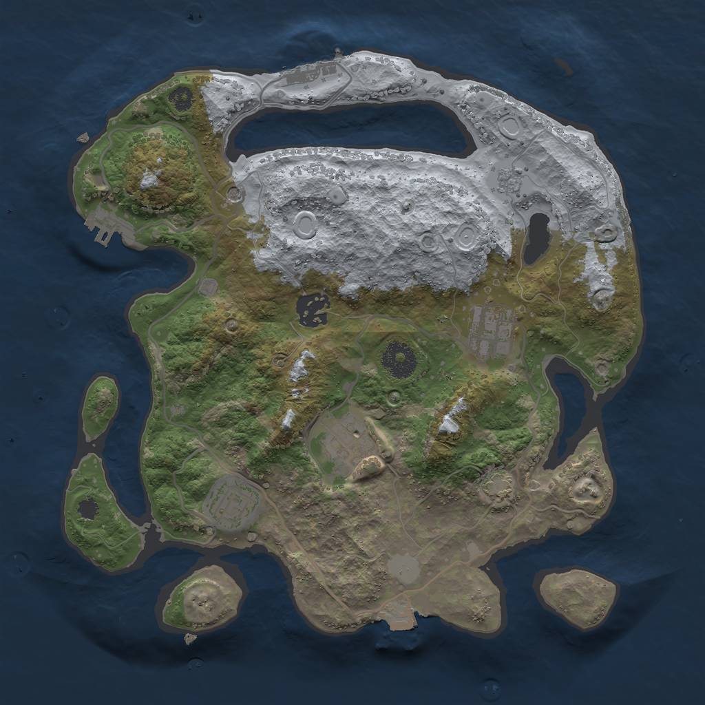 Rust Map: Procedural Map, Size: 3000, Seed: 1753048545, 12 Monuments