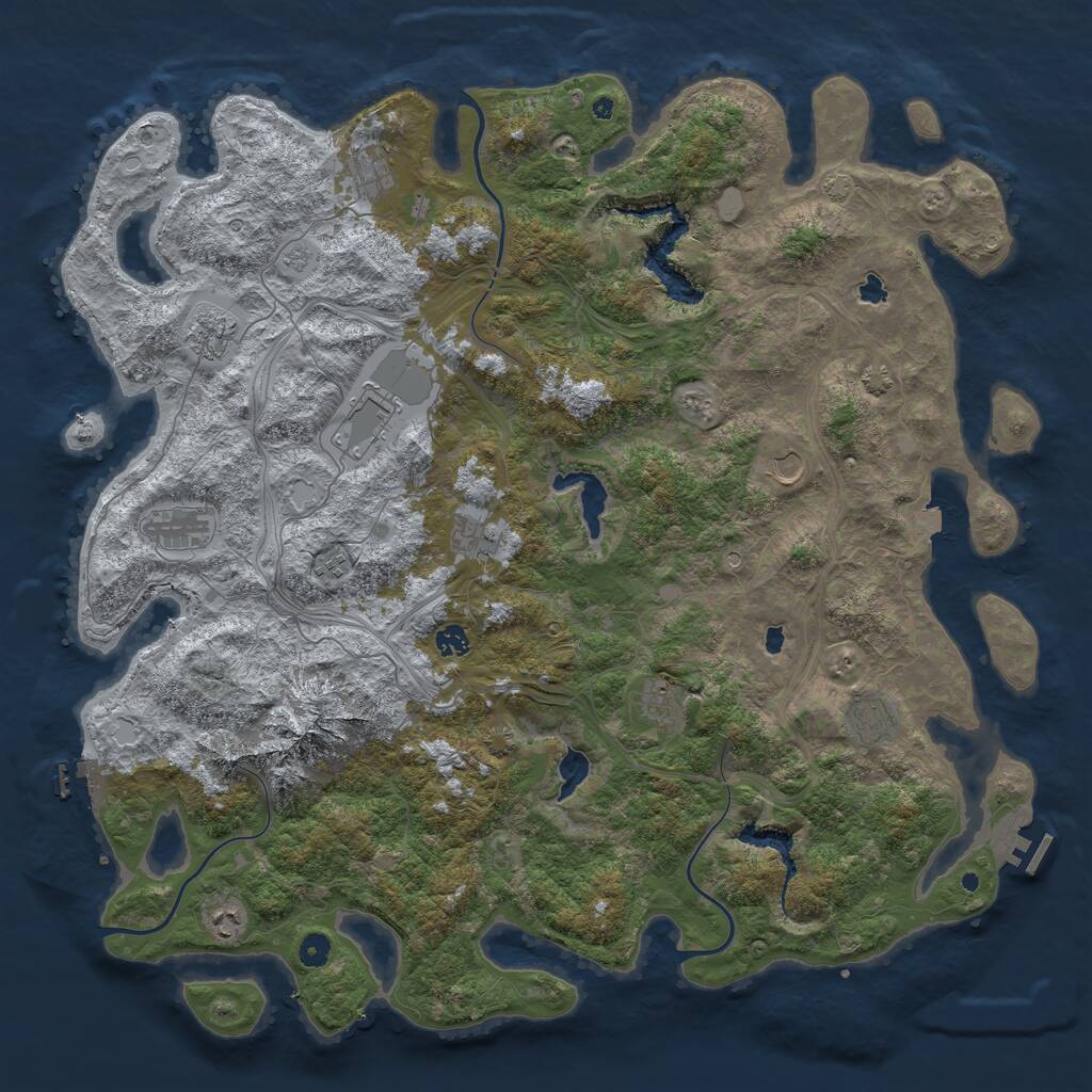 Rust Map: Procedural Map, Size: 5000, Seed: 258302926, 17 Monuments