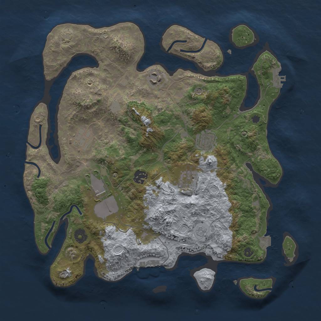 Rust Map: Procedural Map, Size: 3500, Seed: 1905683328, 14 Monuments