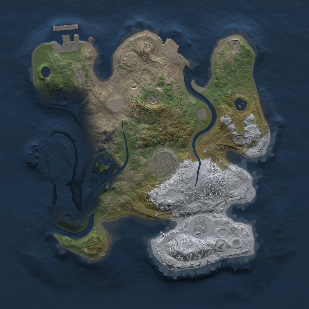 Rust Map: Procedural Map, Size: 2500, Seed: 628596490, 7 Monuments