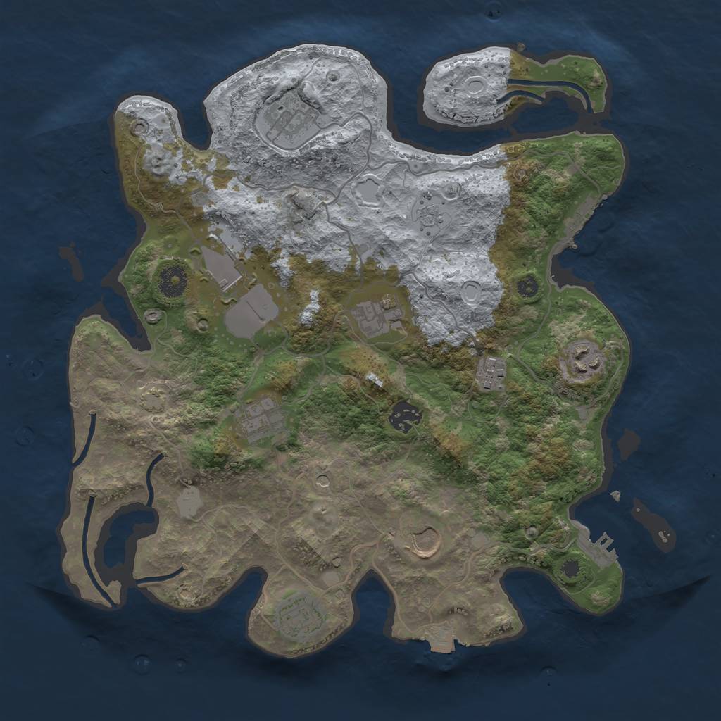 Rust Map: Procedural Map, Size: 3500, Seed: 92345577, 17 Monuments