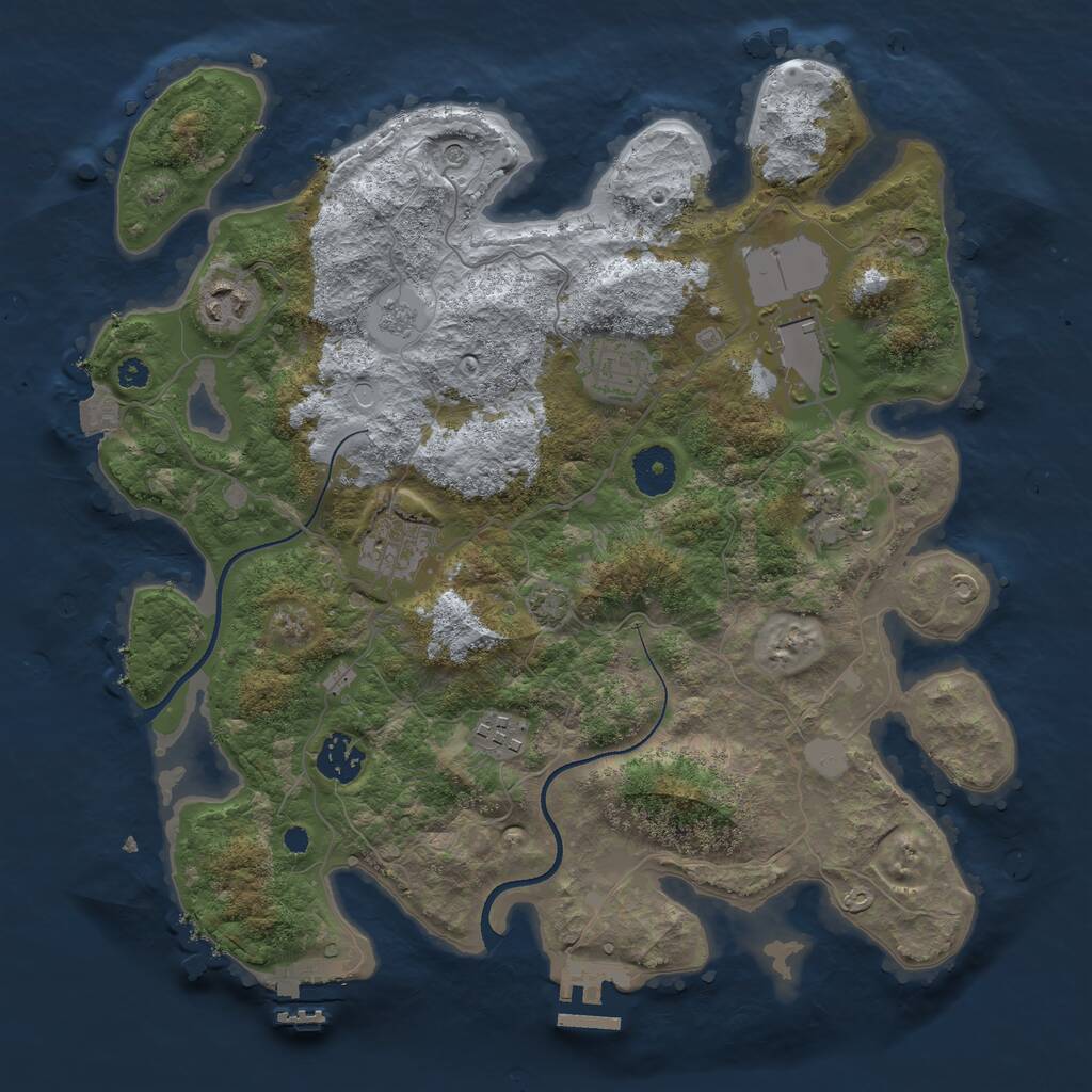 Rust Map: Procedural Map, Size: 3500, Seed: 616150409, 13 Monuments