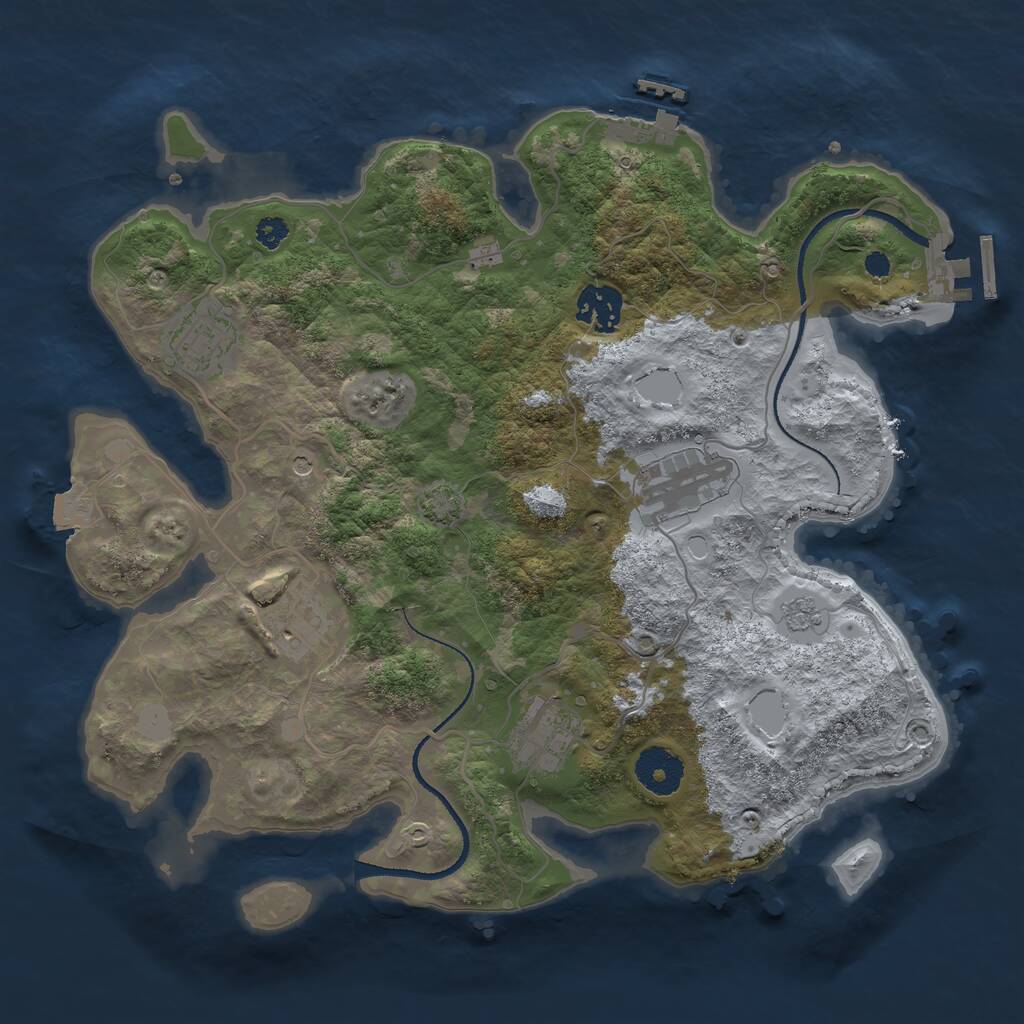 Rust Map: Procedural Map, Size: 3250, Seed: 1527986733, 11 Monuments