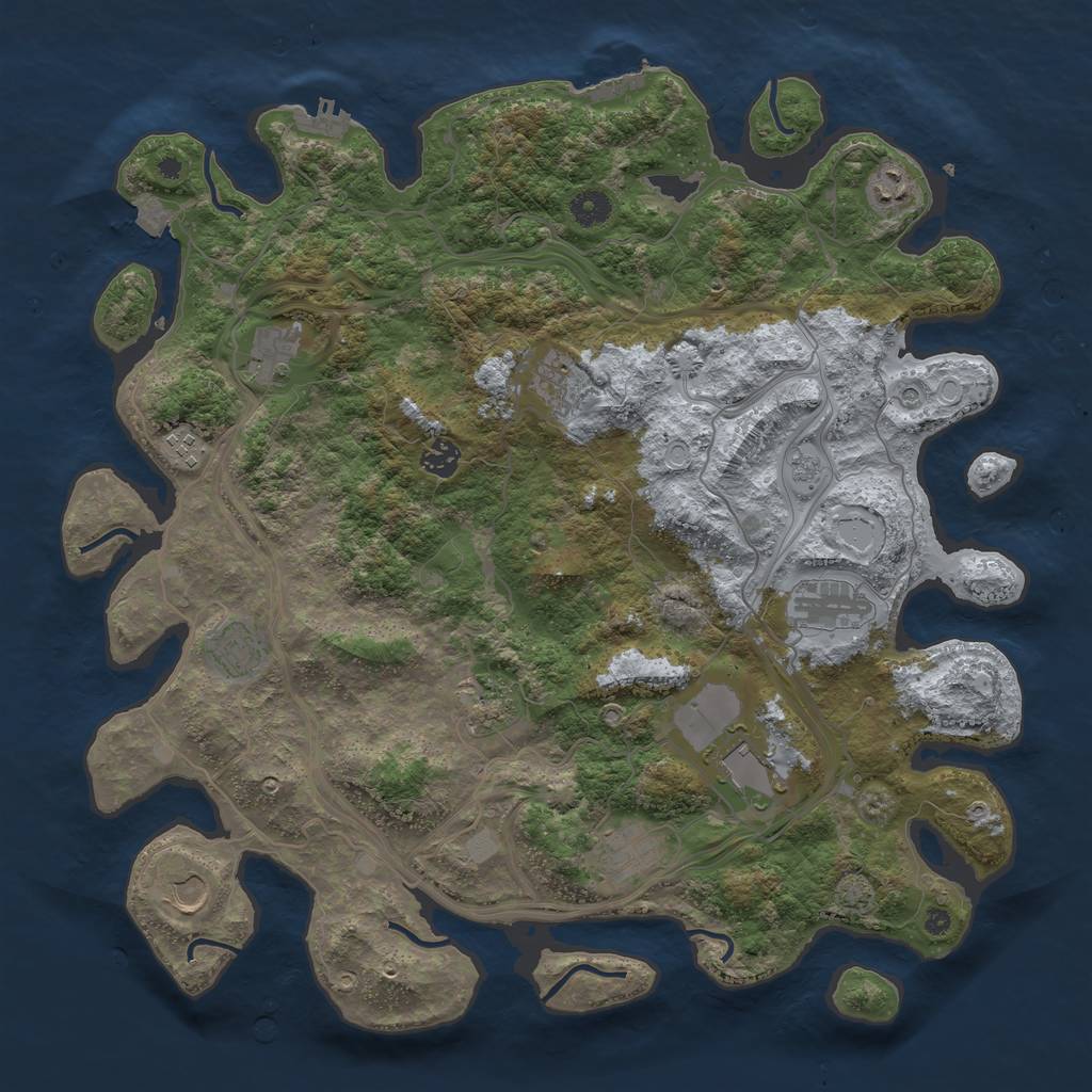 Rust Map: Procedural Map, Size: 4250, Seed: 495903757, 19 Monuments