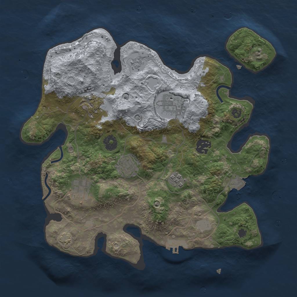 Rust Map: Procedural Map, Size: 3000, Seed: 671541, 13 Monuments