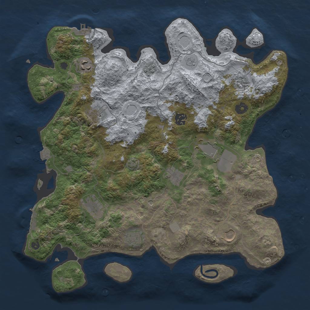 Rust Map: Procedural Map, Size: 3800, Seed: 96882963, 18 Monuments