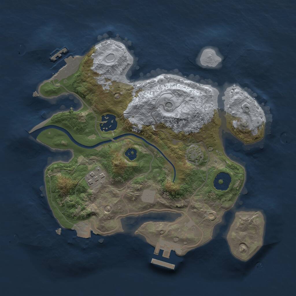 Rust Map: Procedural Map, Size: 2500, Seed: 2023477303, 7 Monuments