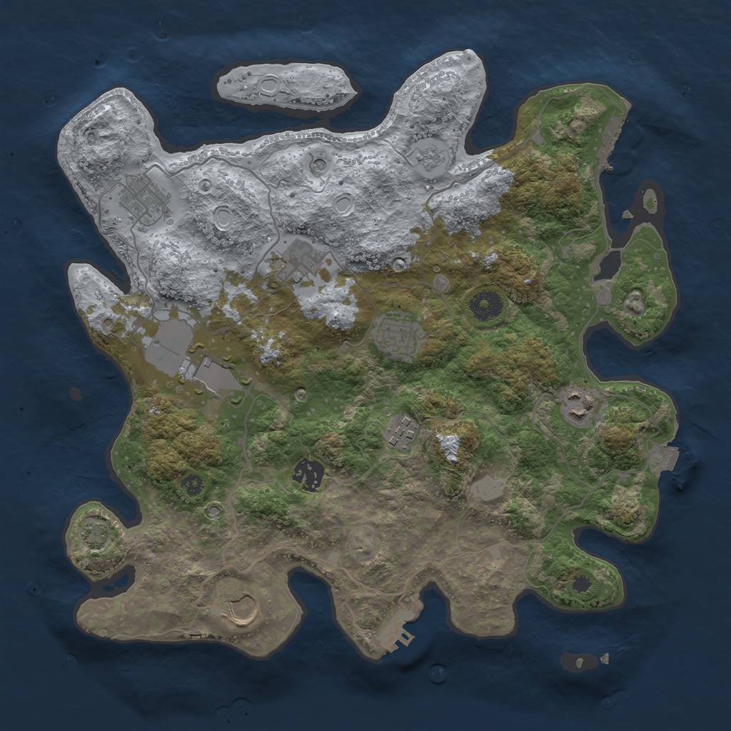 Rust Map: Procedural Map, Size: 3500, Seed: 1670500984, 16 Monuments