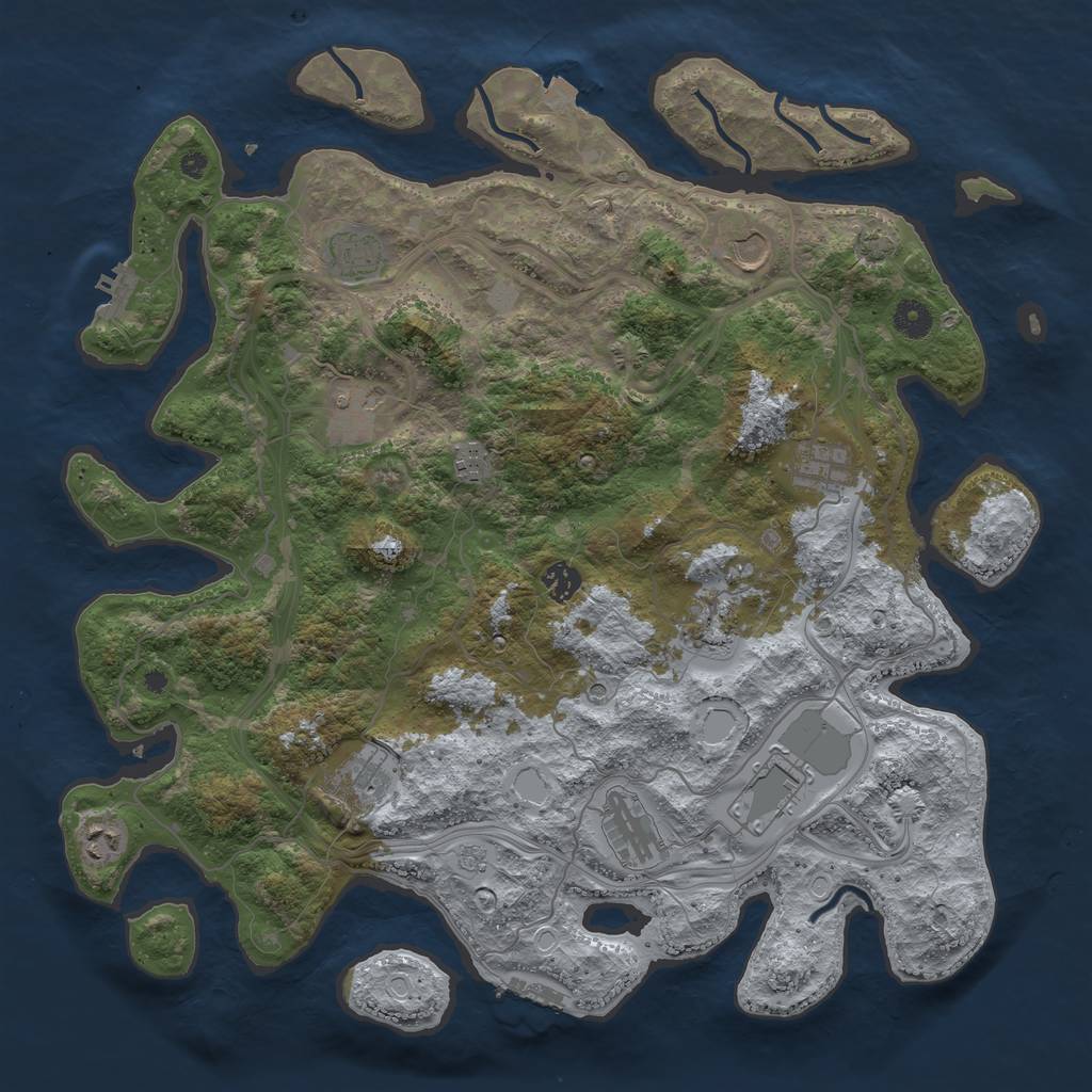 Rust Map: Procedural Map, Size: 4250, Seed: 1279609479, 19 Monuments