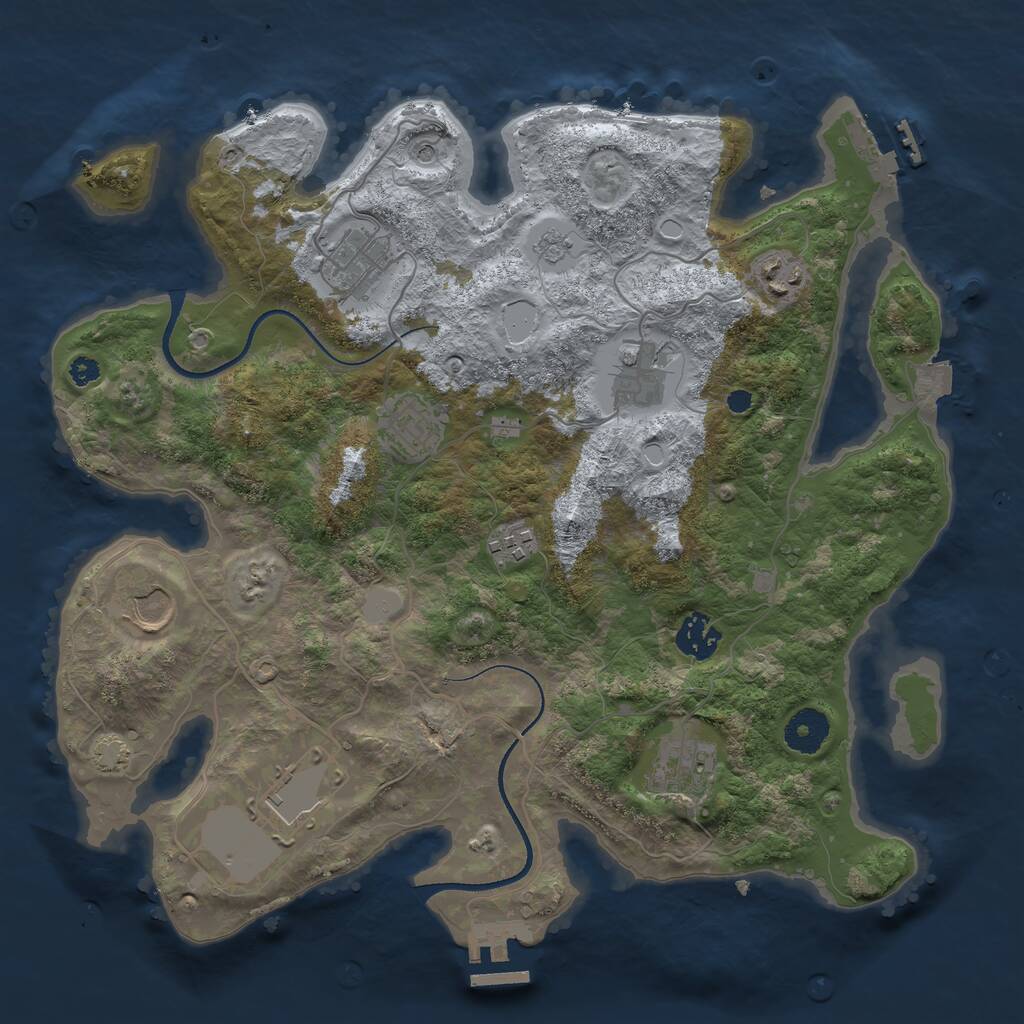 Rust Map: Procedural Map, Size: 3500, Seed: 389848980, 15 Monuments