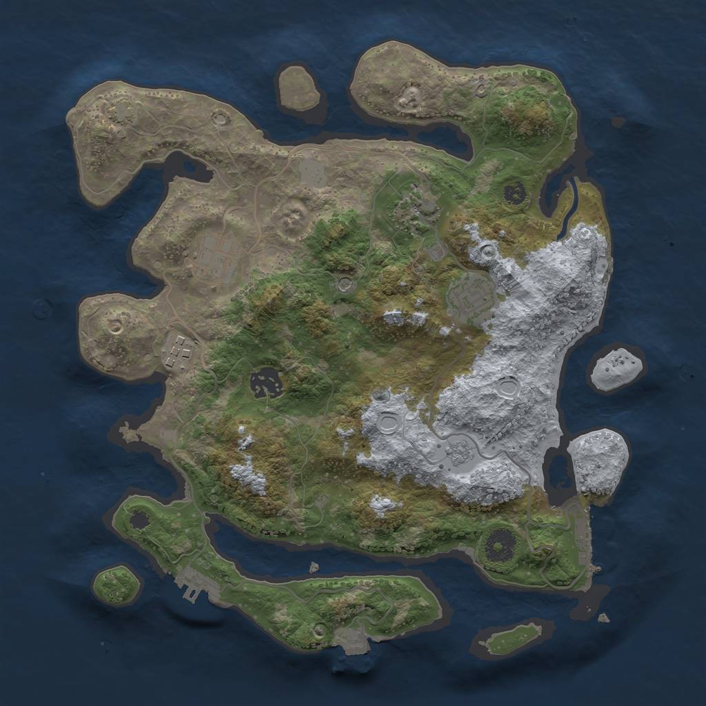 Rust Map: Procedural Map, Size: 3250, Seed: 3630, 13 Monuments