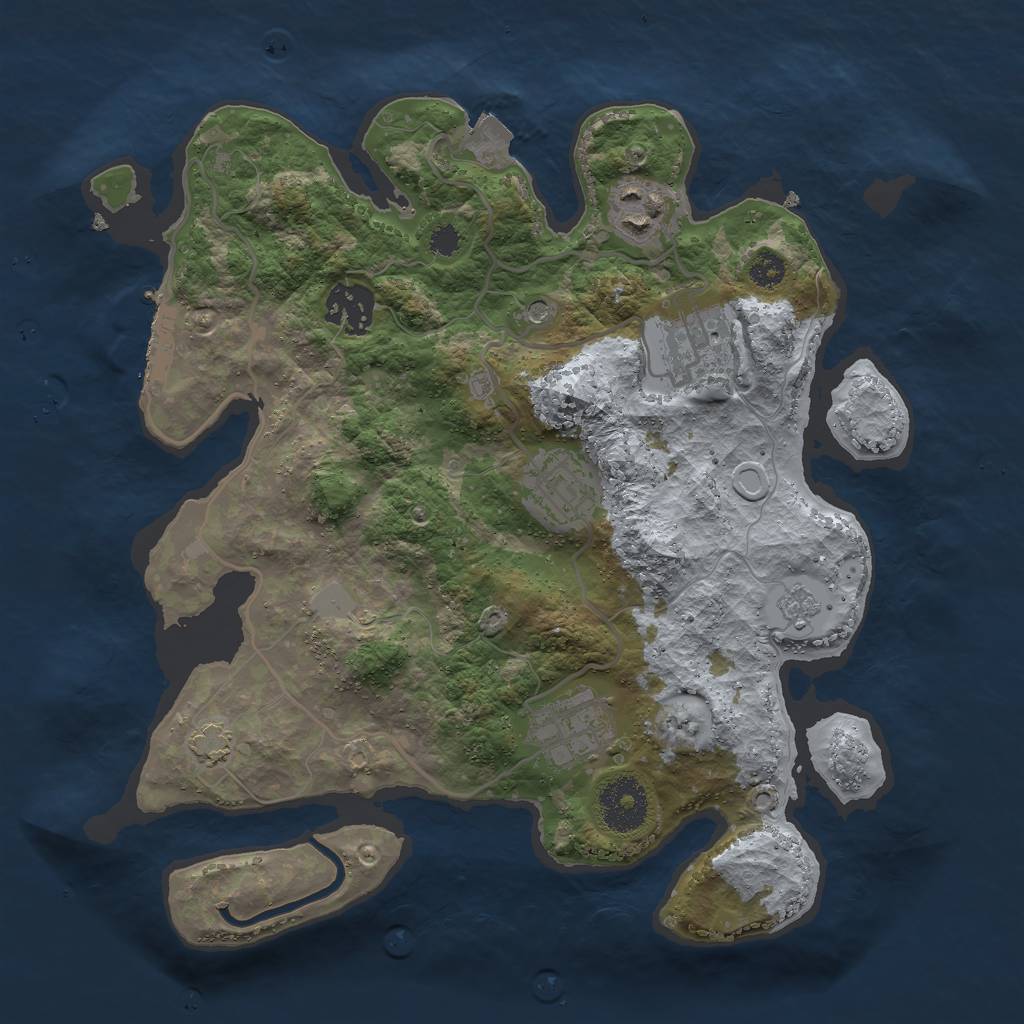 Rust Map: Procedural Map, Size: 3000, Seed: 648957, 12 Monuments