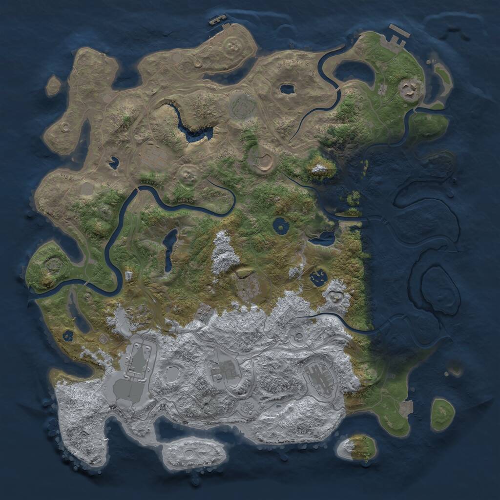 Rust Map: Procedural Map, Size: 4500, Seed: 1429182822, 17 Monuments
