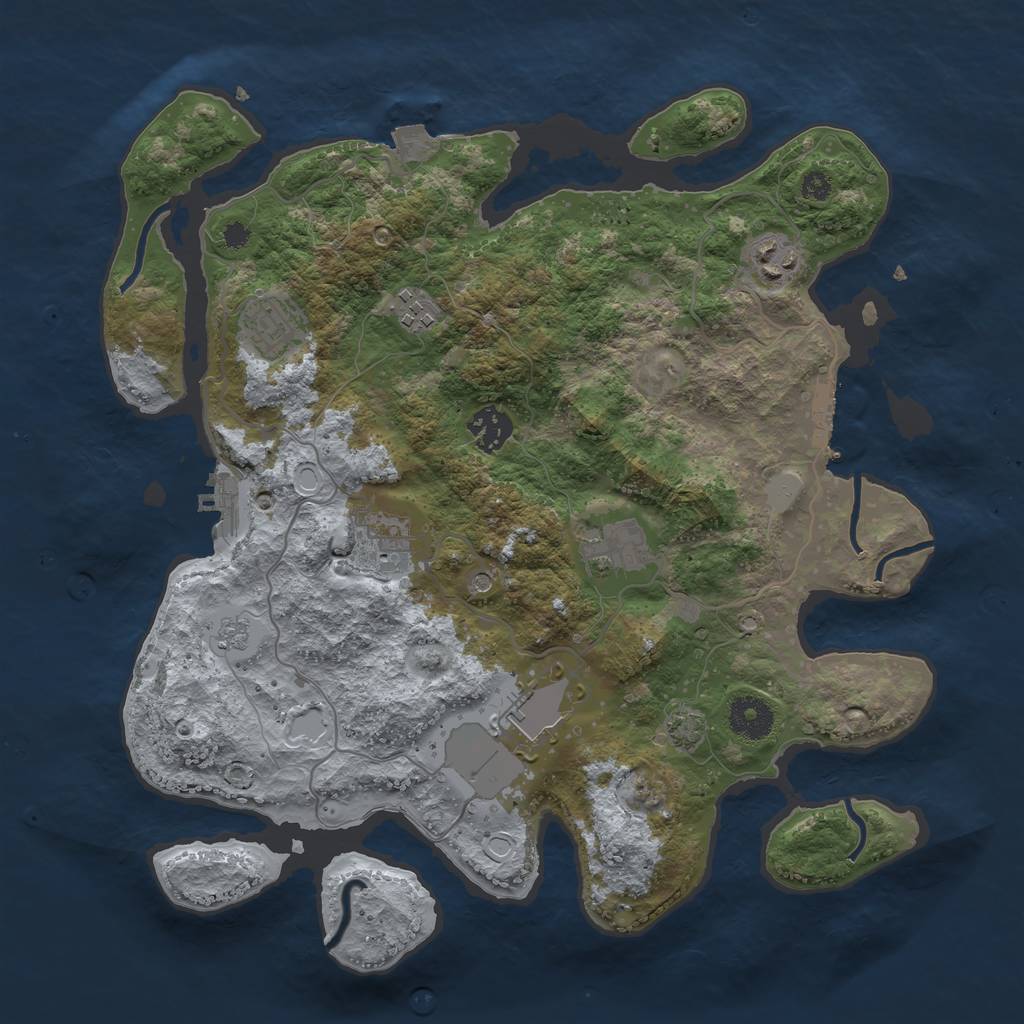 Rust Map: Procedural Map, Size: 3500, Seed: 389848989, 15 Monuments