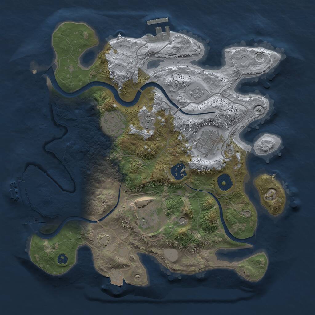 Rust Map: Procedural Map, Size: 3000, Seed: 1447990376, 11 Monuments