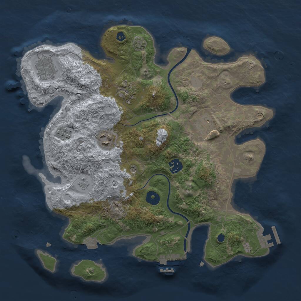 Rust Map: Procedural Map, Size: 3250, Seed: 7654321, 12 Monuments