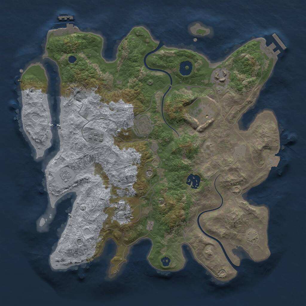 Rust Map: Procedural Map, Size: 3250, Seed: 357951, 12 Monuments