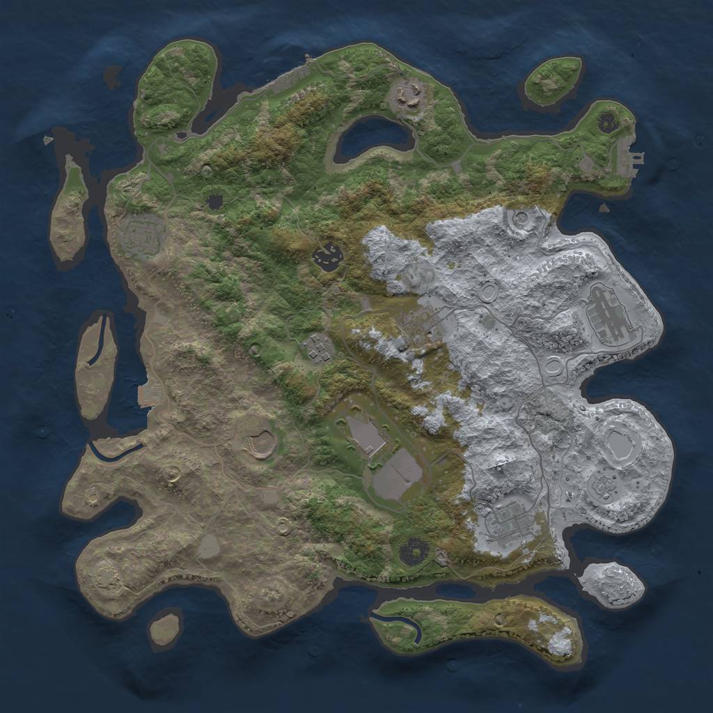 Rust Map: Procedural Map, Size: 3700, Seed: 65902690, 17 Monuments
