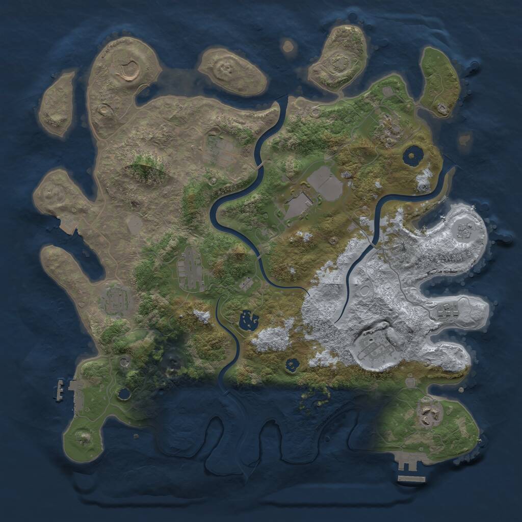 Rust Map: Procedural Map, Size: 3850, Seed: 42862023, 16 Monuments