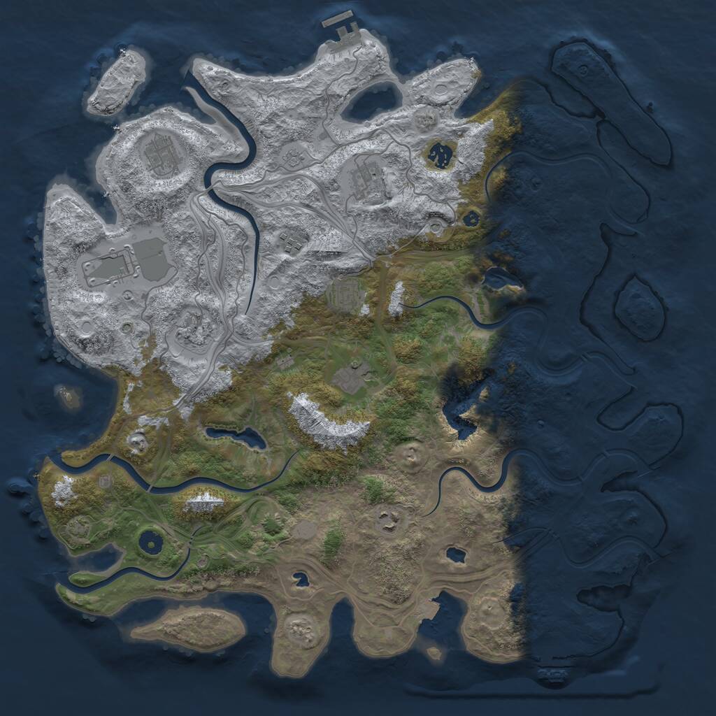 Rust Map: Procedural Map, Size: 4500, Seed: 1116627588, 15 Monuments