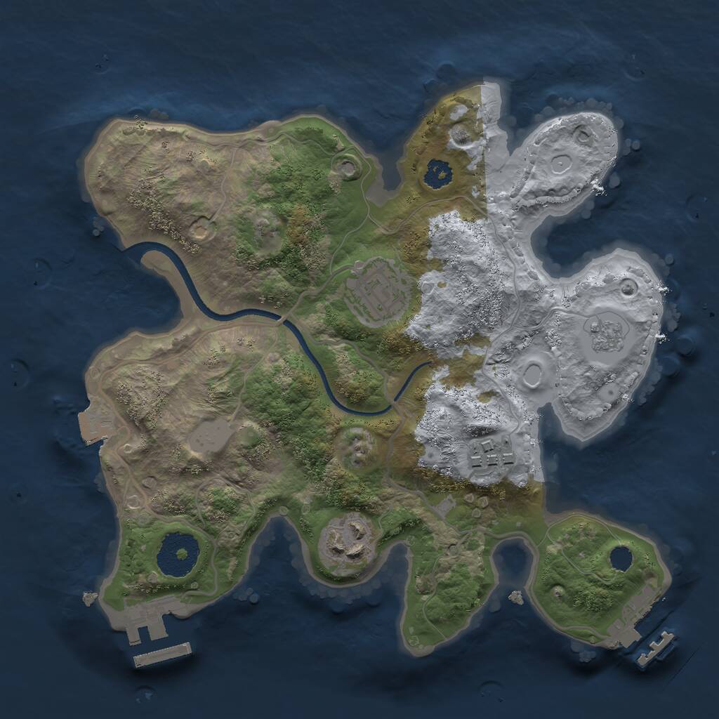 Rust Map: Procedural Map, Size: 2500, Seed: 1074115150, 7 Monuments