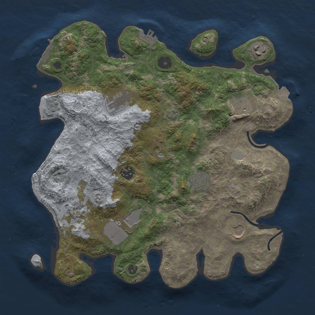 Rust Map: Procedural Map, Size: 3500, Seed: 1585045693, 17 Monuments