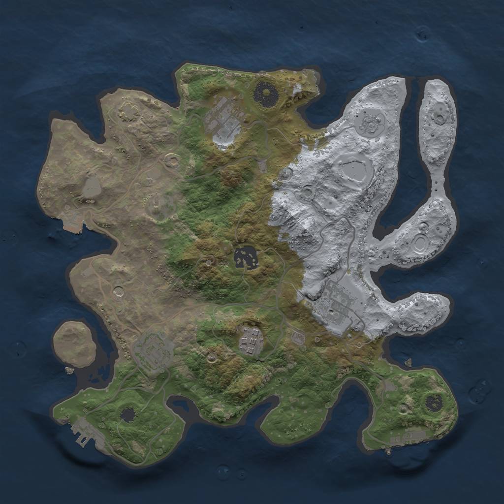 Rust Map: Procedural Map, Size: 3000, Seed: 74184, 13 Monuments