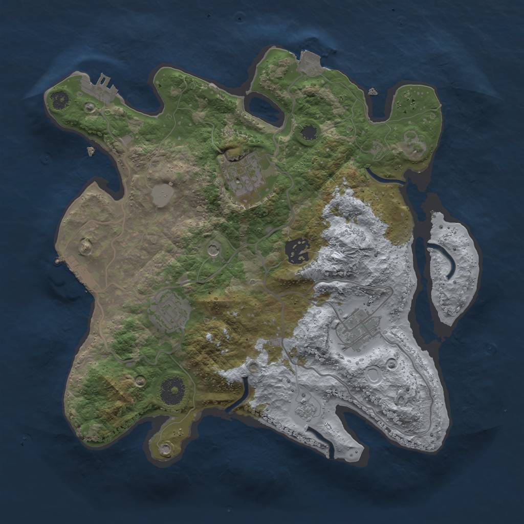 Rust Map: Procedural Map, Size: 3000, Seed: 10950, 11 Monuments