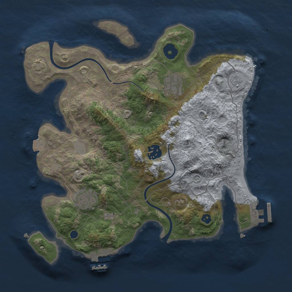 Rust Map: Procedural Map, Size: 3001, Seed: 25, 9 Monuments