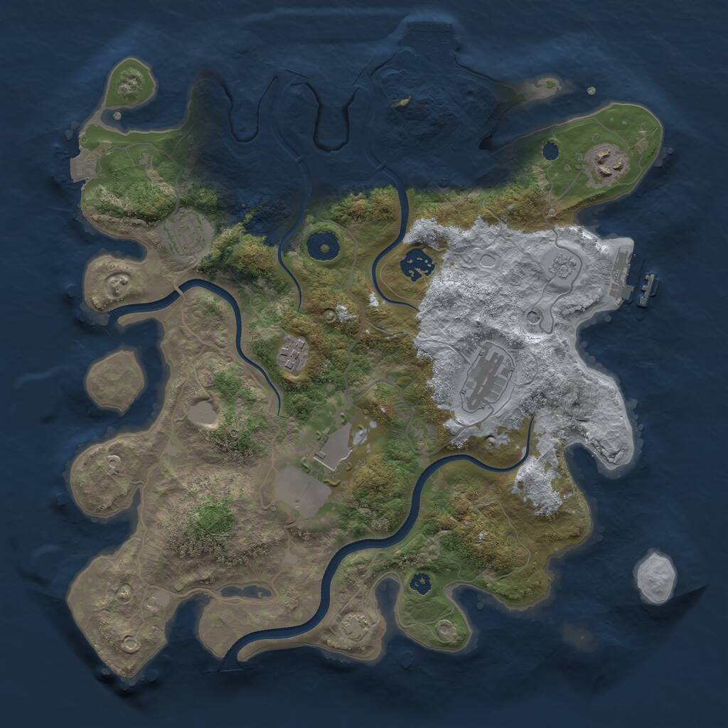 Rust Map: Procedural Map, Size: 3500, Seed: 2114014709, 12 Monuments