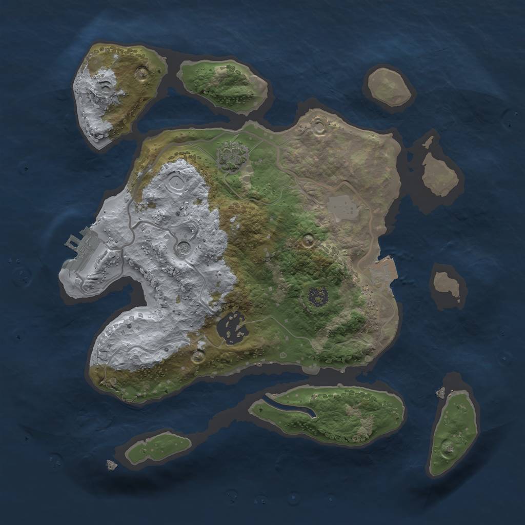 Rust Map: Procedural Map, Size: 2500, Seed: 490159303, 7 Monuments