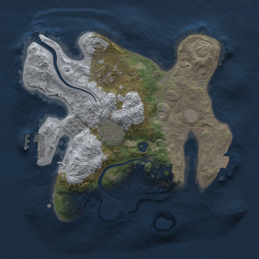 Rust Map: Procedural Map, Size: 2500, Seed: 974369353, 7 Monuments