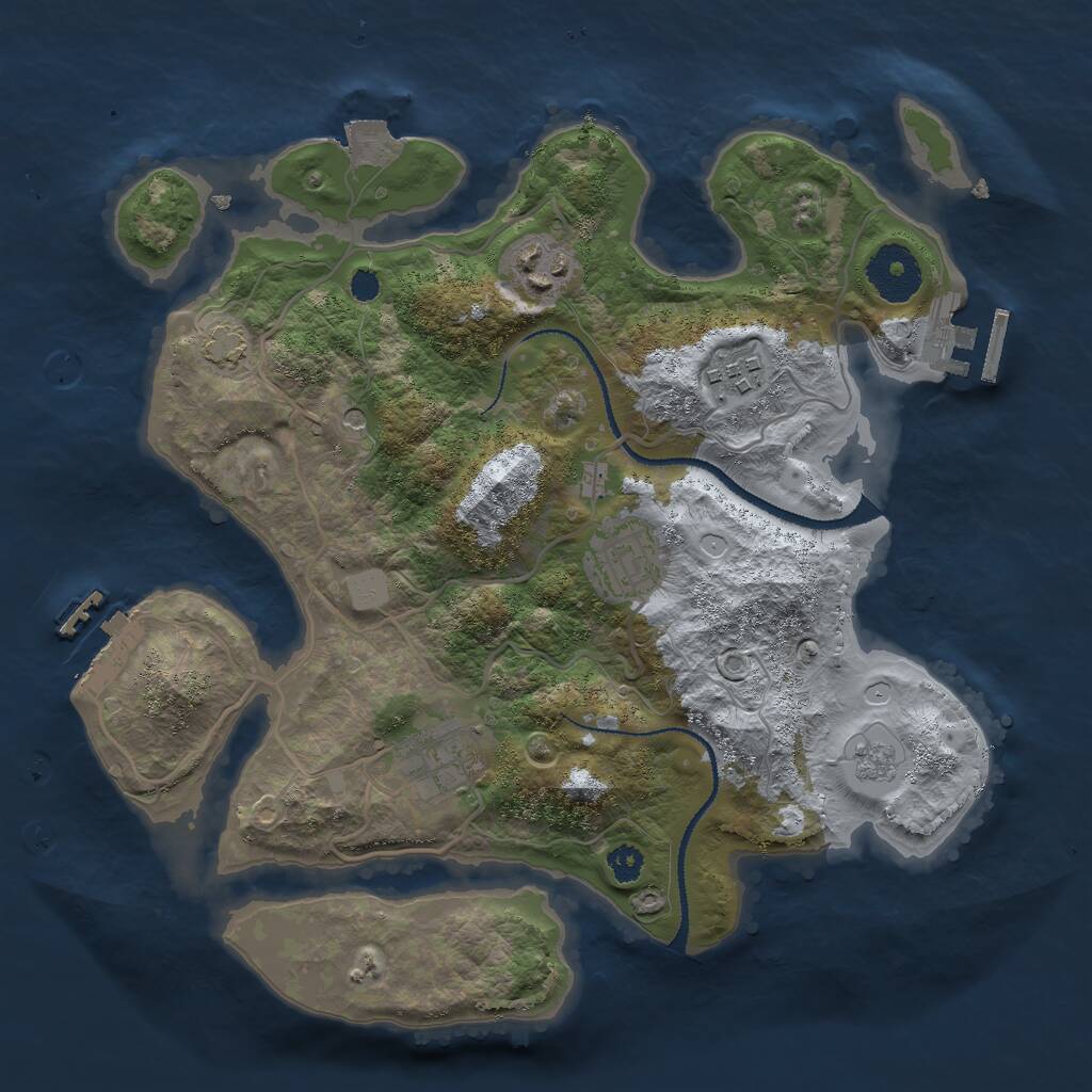Rust Map: Procedural Map, Size: 3000, Seed: 30052, 10 Monuments