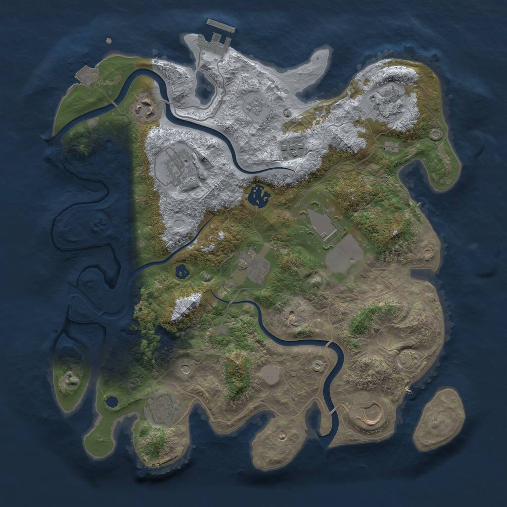 Rust Map: Procedural Map, Size: 3500, Seed: 1807427767, 14 Monuments
