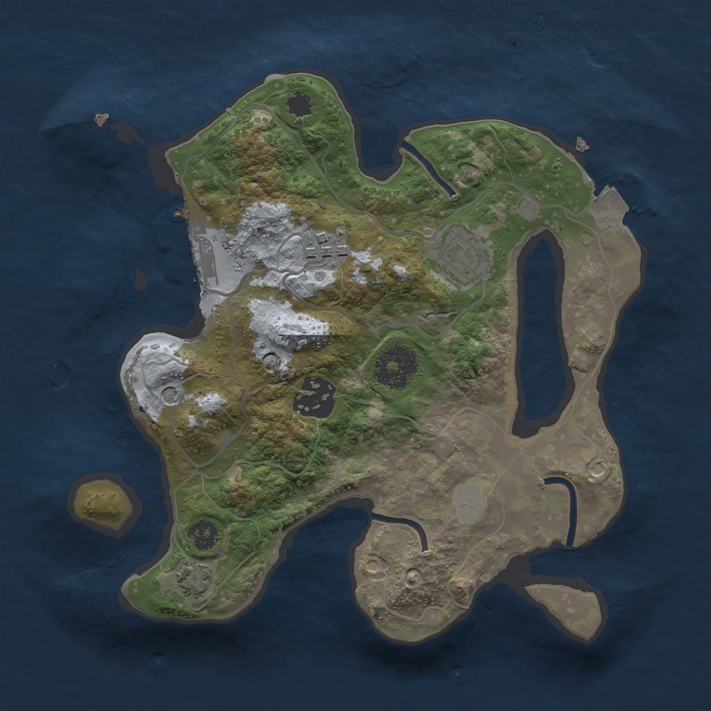 Rust Map: Procedural Map, Size: 2500, Seed: 69460649, 9 Monuments