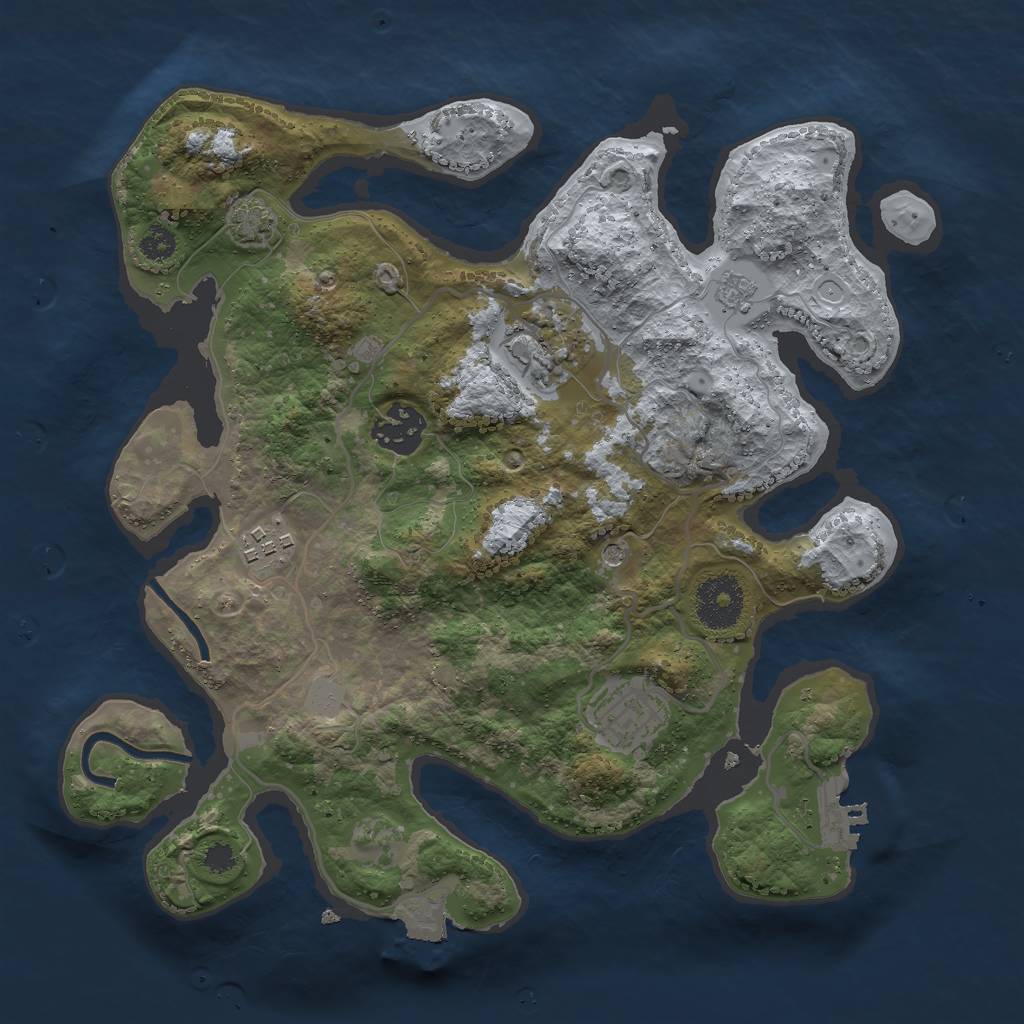 Rust Map: Procedural Map, Size: 3000, Seed: 982753251, 11 Monuments