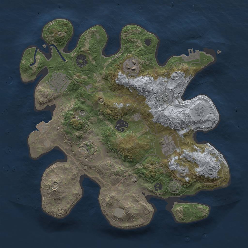 Rust Map: Procedural Map, Size: 3000, Seed: 495903757, 13 Monuments