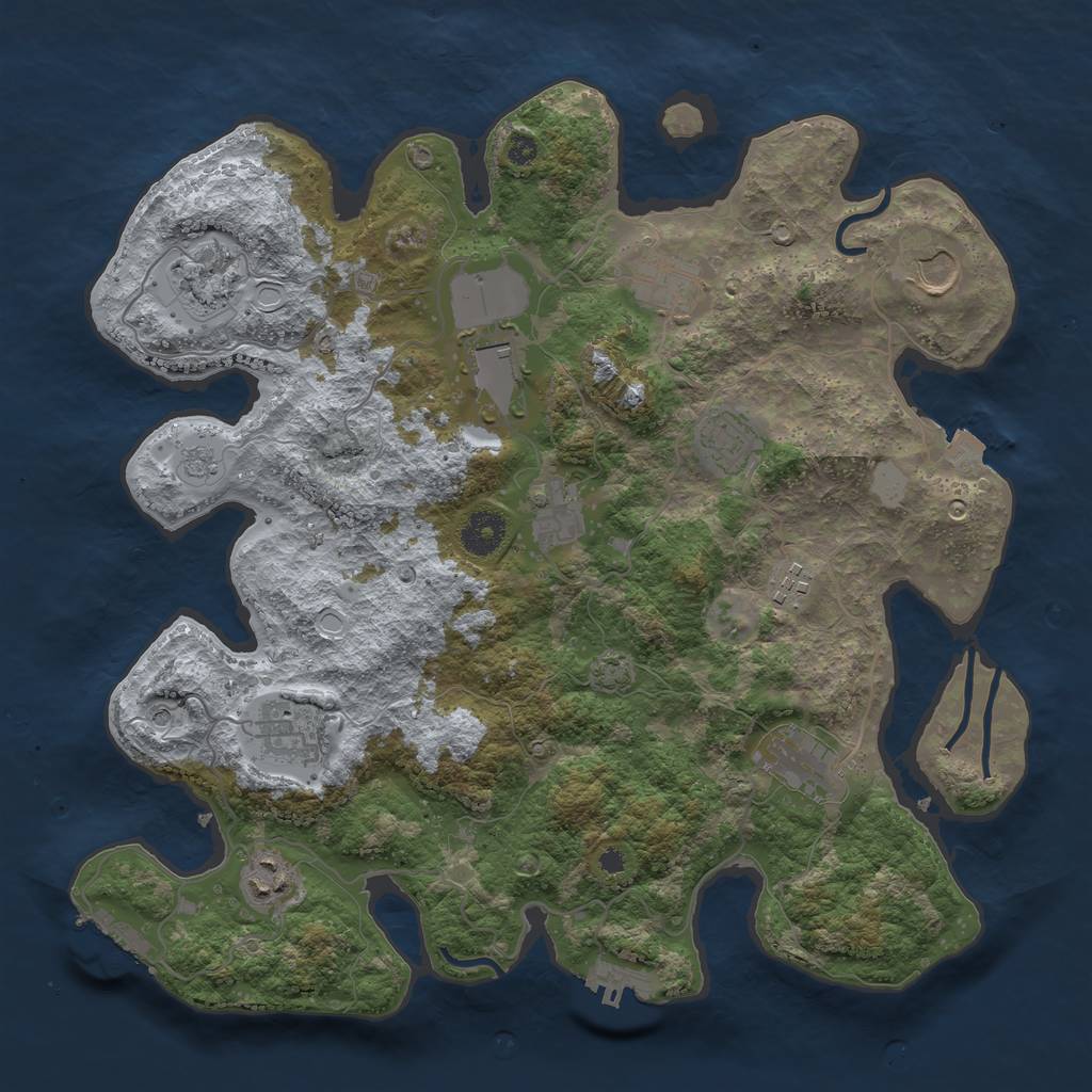 Rust Map: Procedural Map, Size: 3700, Seed: 1273678224, 18 Monuments