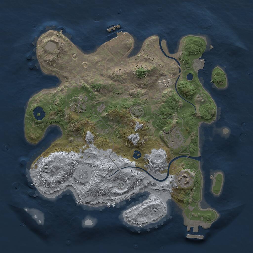 Rust Map: Procedural Map, Size: 3000, Seed: 2039317366, 10 Monuments