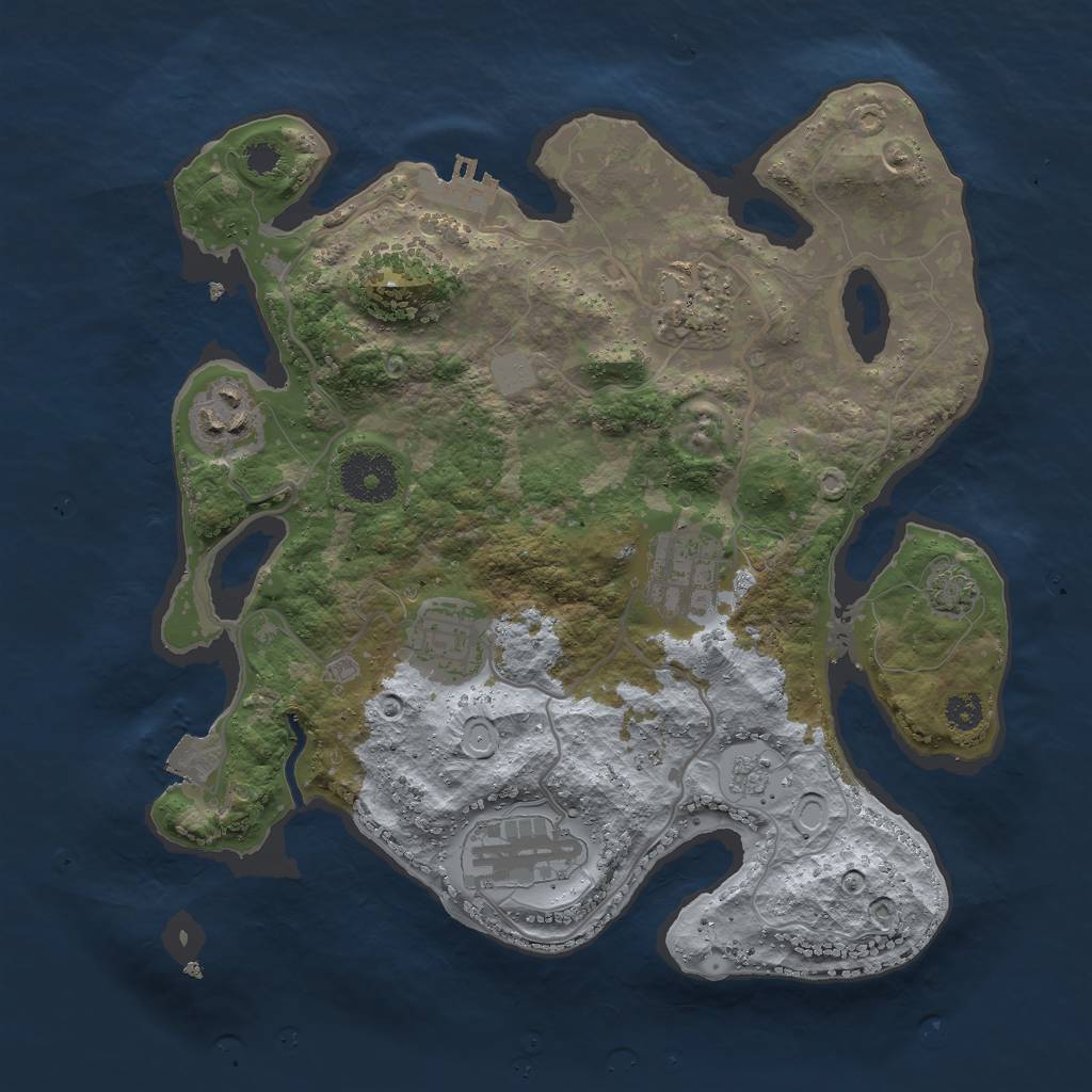 Rust Map: Procedural Map, Size: 3000, Seed: 1865765421, 11 Monuments