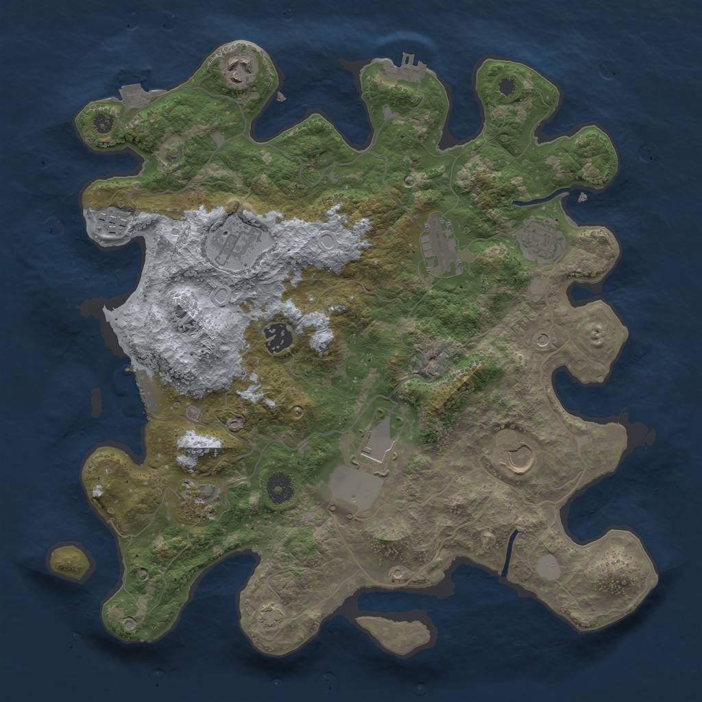 Rust Map: Procedural Map, Size: 3650, Seed: 69460649, 16 Monuments