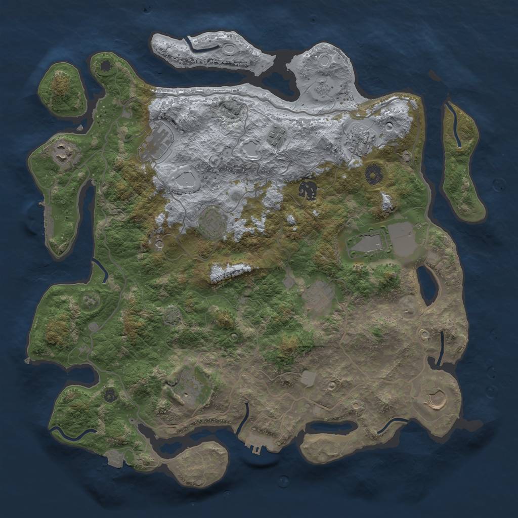 Rust Map: Procedural Map, Size: 4000, Seed: 2062132033, 18 Monuments