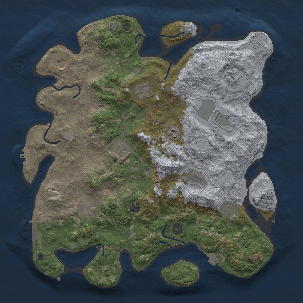 Rust Map: Procedural Map, Size: 4000, Seed: 50491, 19 Monuments