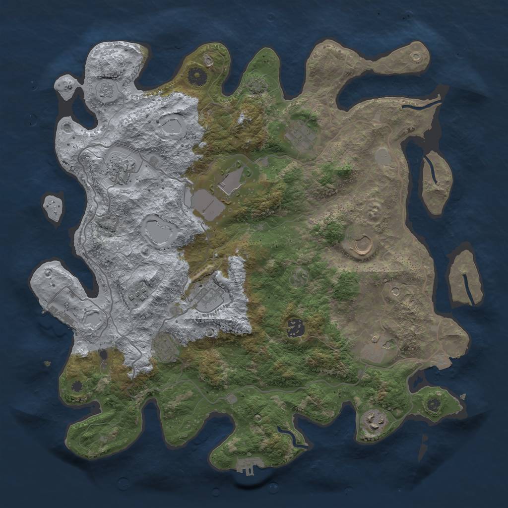 Rust Map: Procedural Map, Size: 4000, Seed: 1248114523, 18 Monuments