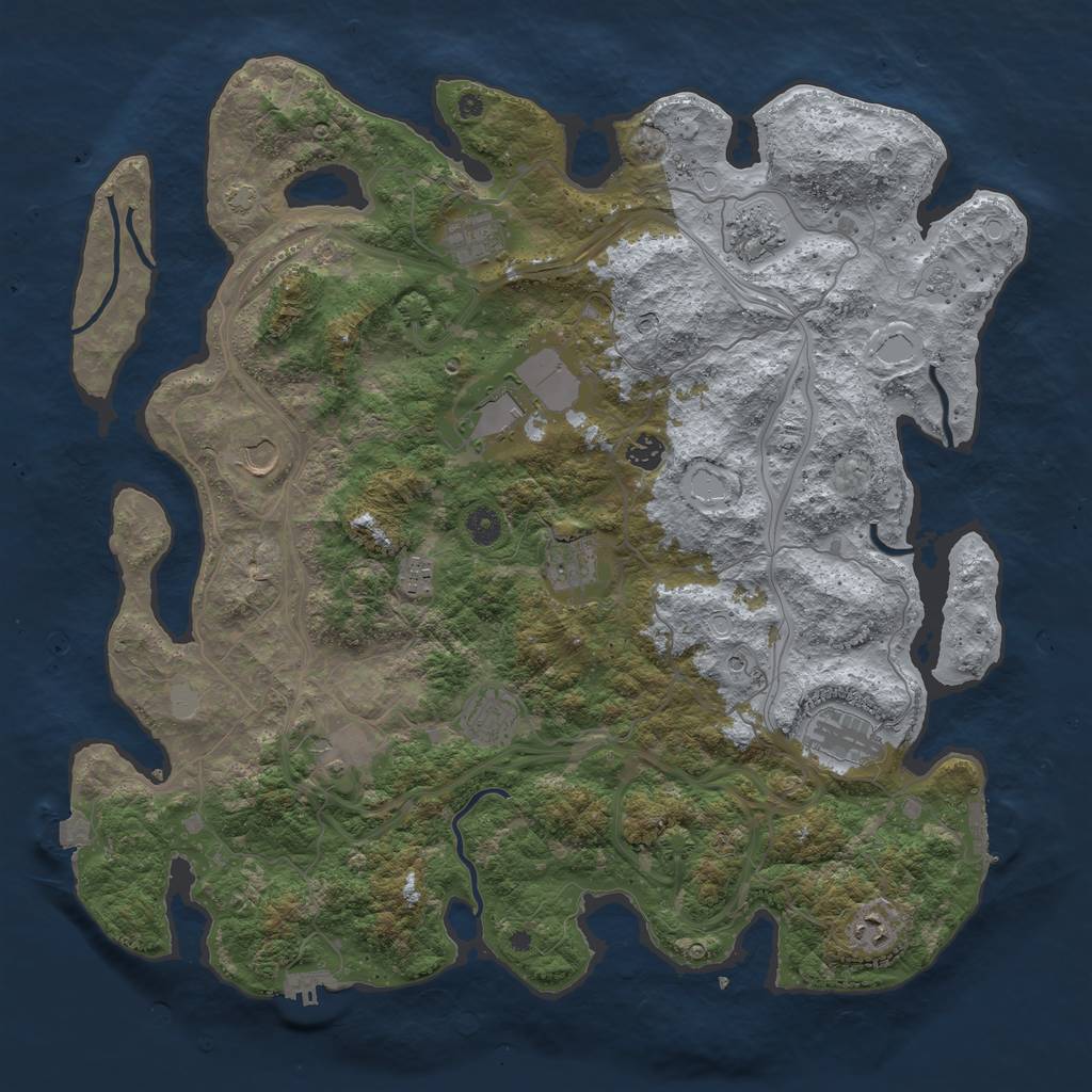 Rust Map: Procedural Map, Size: 4500, Seed: 1610205009, 19 Monuments