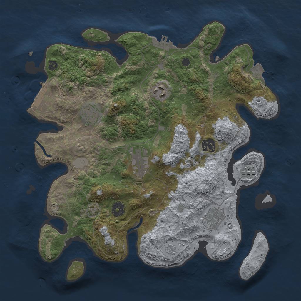 Rust Map: Procedural Map, Size: 3200, Seed: 4545689, 13 Monuments